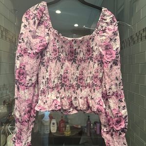 Loveshackfancy Womens  Russell Silk-Blend Top, Pink, NWT